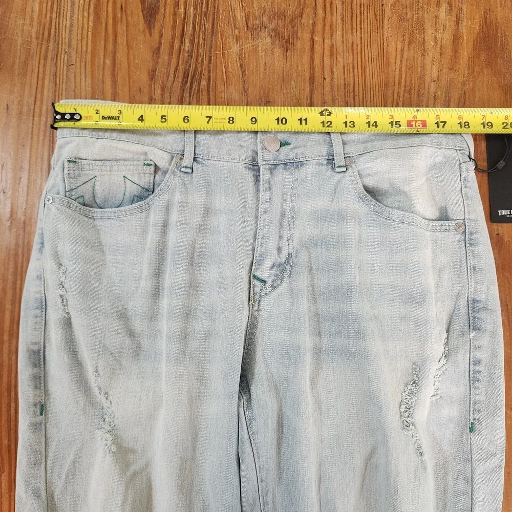 True Religion NWT Men's Geno Distressed Slim Jeans 34x32 Destroyed Light Endless